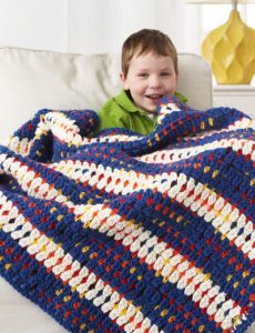 Woven-Look Striped Blanket Free Crochet Pattern