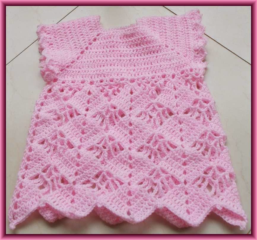 Crochet  Baby  pink Dress