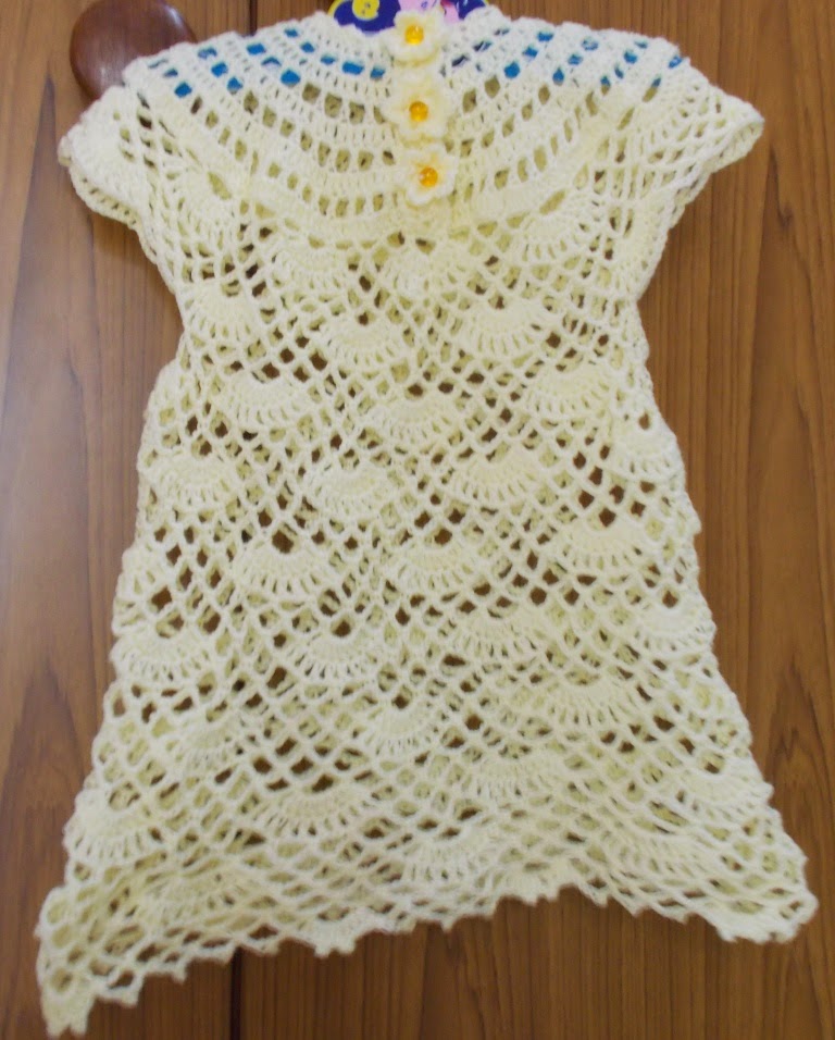 Shelled Baby Dress with Round Yoke Free Crochet Pattern