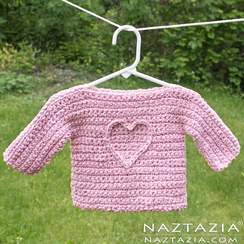 T Sweater Free Baby Crochet Pattern with Heart Motif