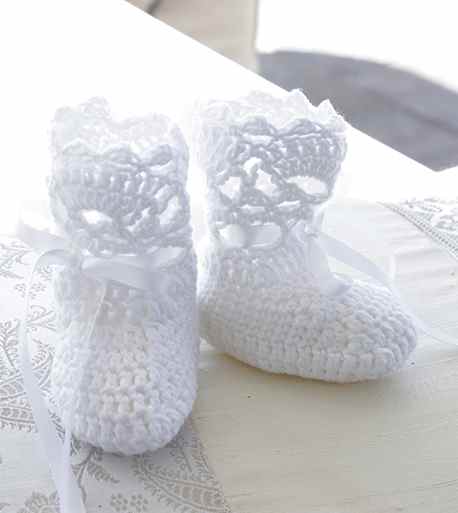 Free Crochet Baby Pattern for Christening Slippers
