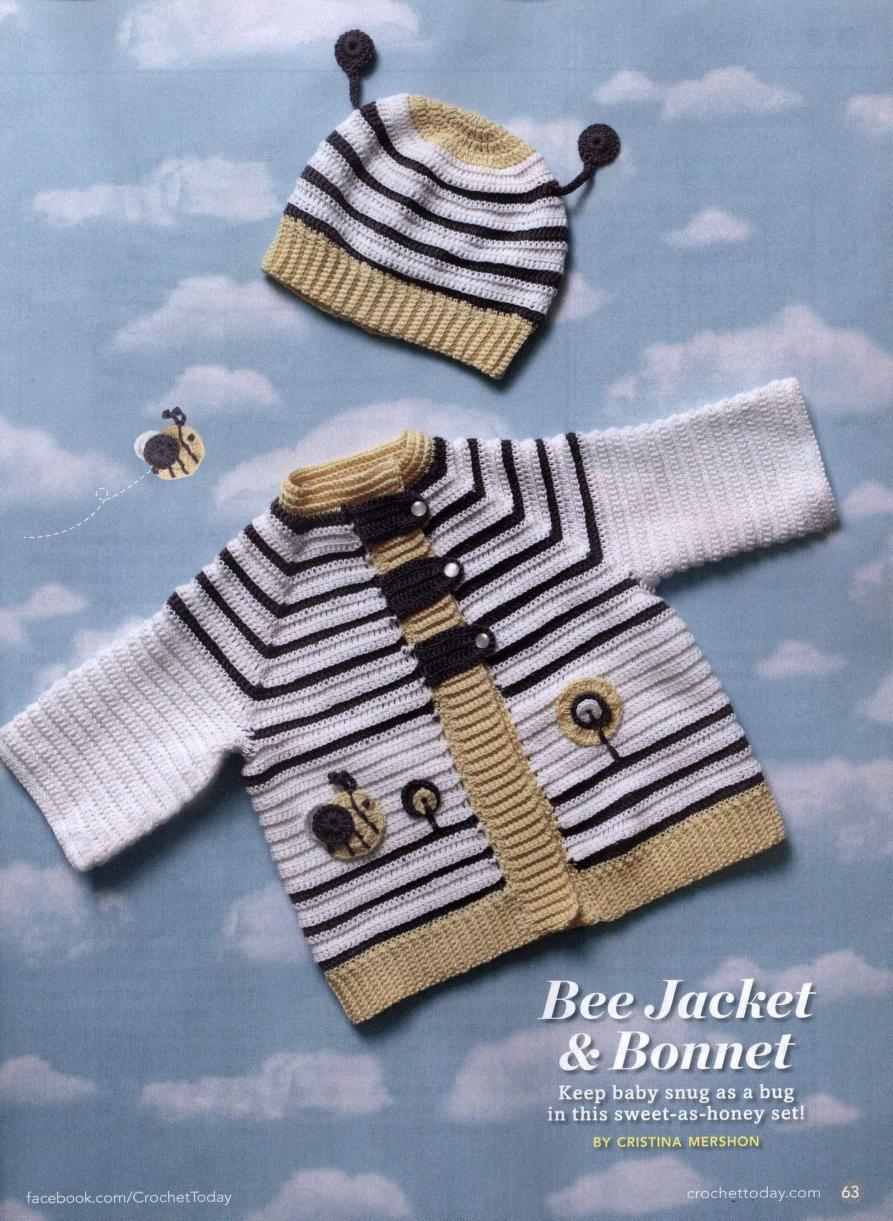 Bee-Crochet-Baby-Jacket-and-Bonnet-Pattern
